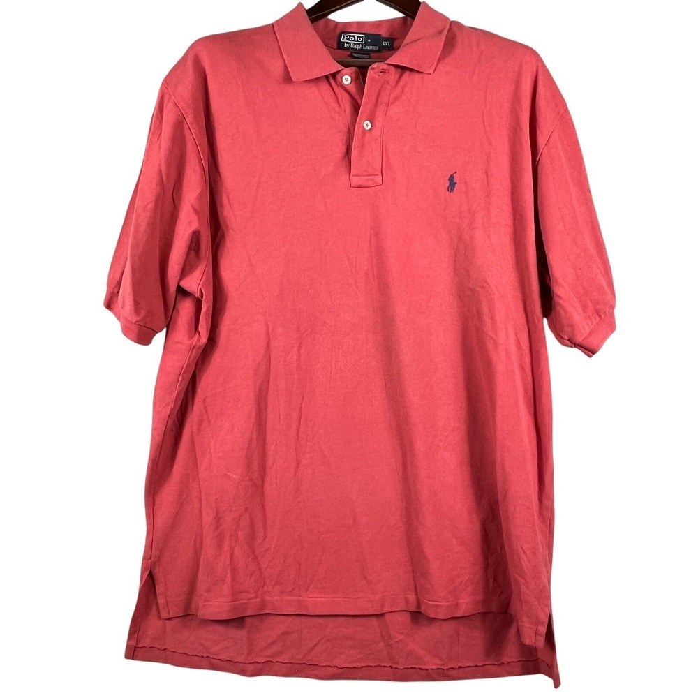 Polo Ralph Lauren Mens XXL Short Sleeve Cotton Polo Raspberry Navy Pony Preppy
